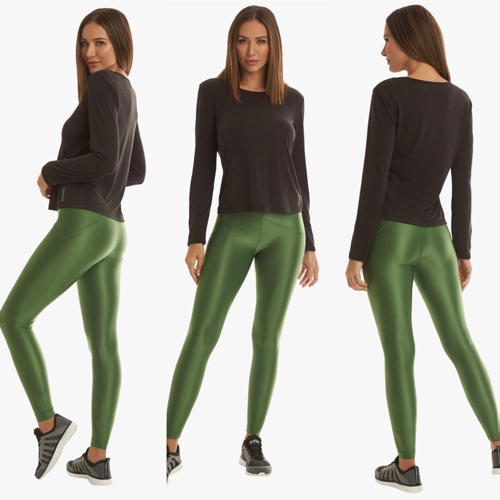 $75 Koral Tatum Cupro Long Sleeve Top in Black Small